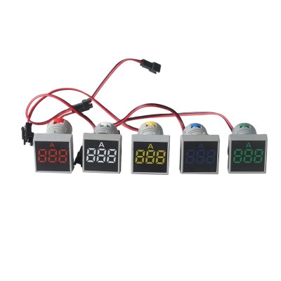 22mm Panel Installation LED Light Digital Display Square Current Meter