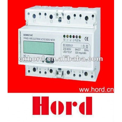 DEM021AC THREE PHASE FOUR WIRE ELECTRONIC DIN-RAIL ACTIVE ENERGY METER DIN-RAIL ACTIVE ENERGY METER