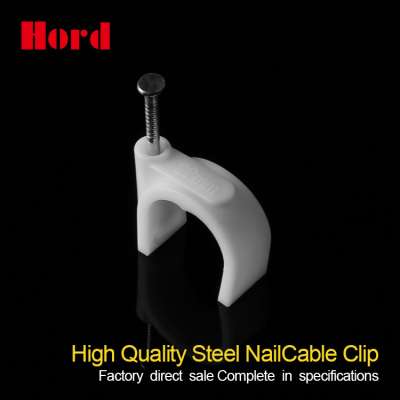 22mm Circular Shaped Electric Plastic Cable Clip with Steel Nail